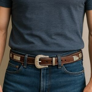 Western Belt Leather Brown Men's Nocona Size 40